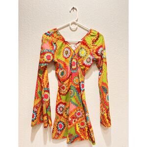 Vintage Flowers Hippie Dress XS